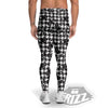 Houndstooth And Black Rose Print Pattern Men's Leggings-grizzshop