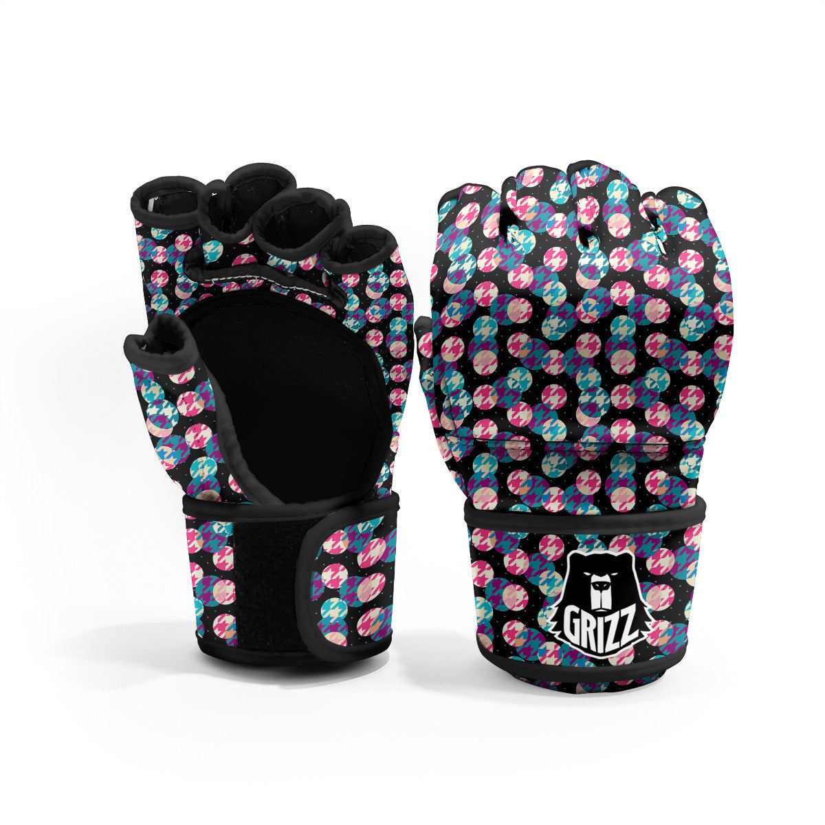 Houndstooth And Classic Polka Dot Print Pattern MMA Gloves-grizzshop