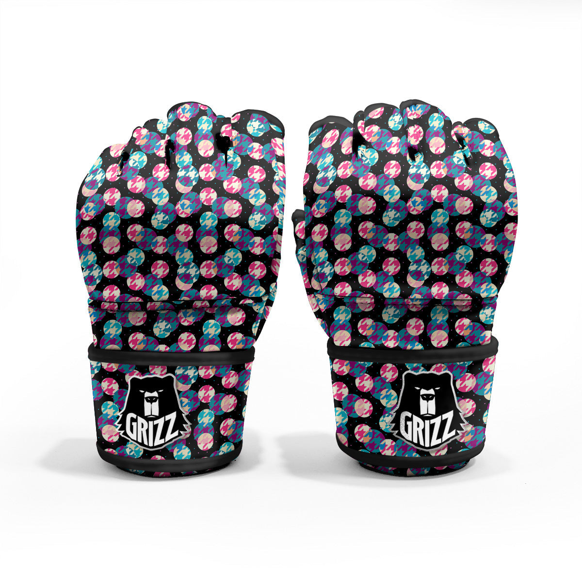 Houndstooth And Classic Polka Dot Print Pattern MMA Gloves-grizzshop
