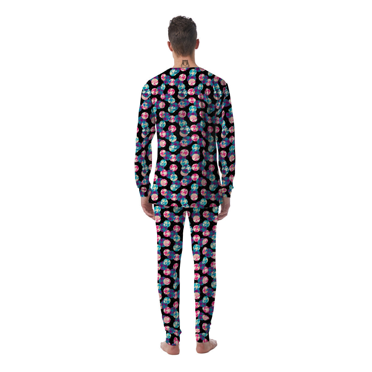 Houndstooth And Classic Polka Dot Print Pattern Men's Pajamas-grizzshop