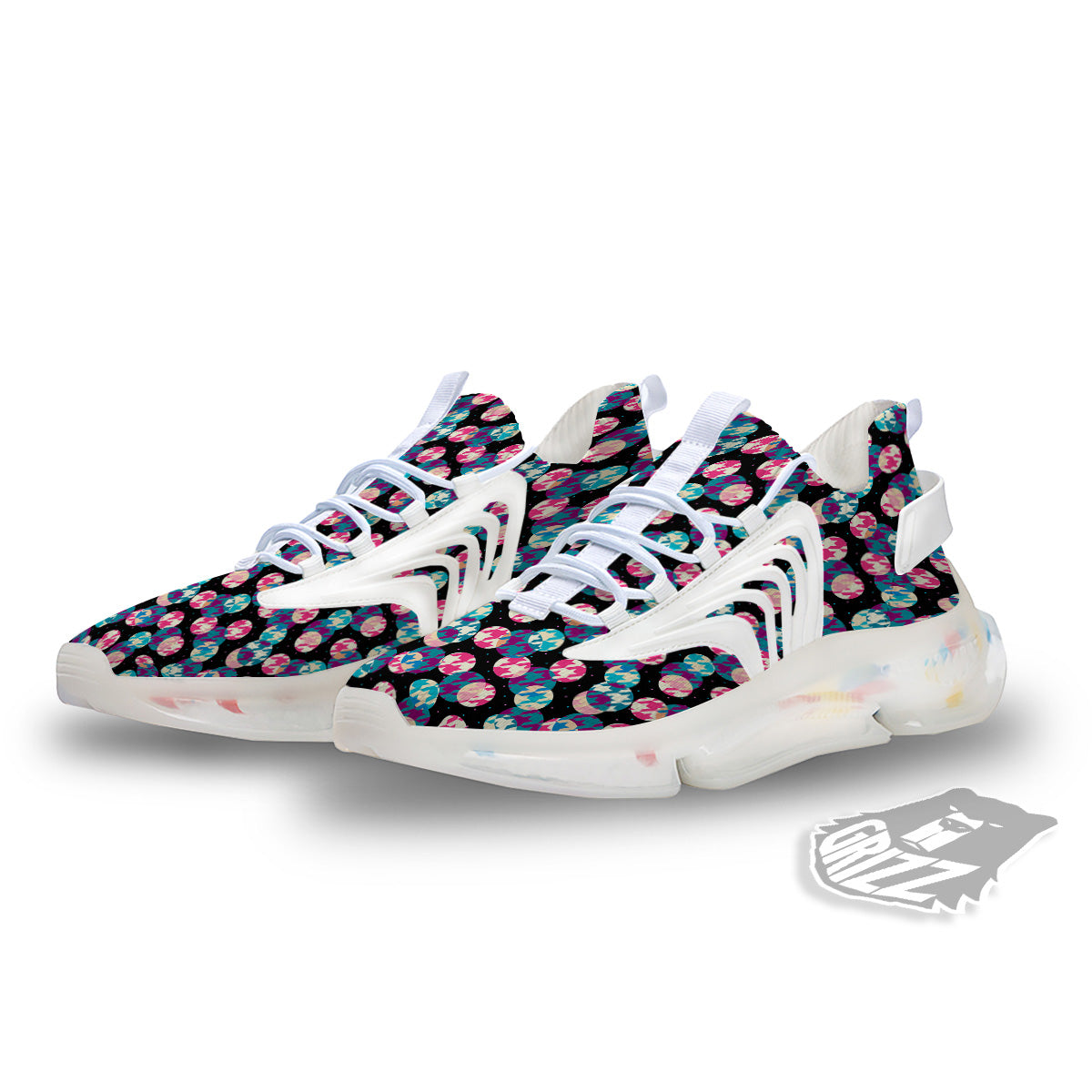 Houndstooth And Classic Polka Dot Print Pattern White Gym Shoes-grizzshop