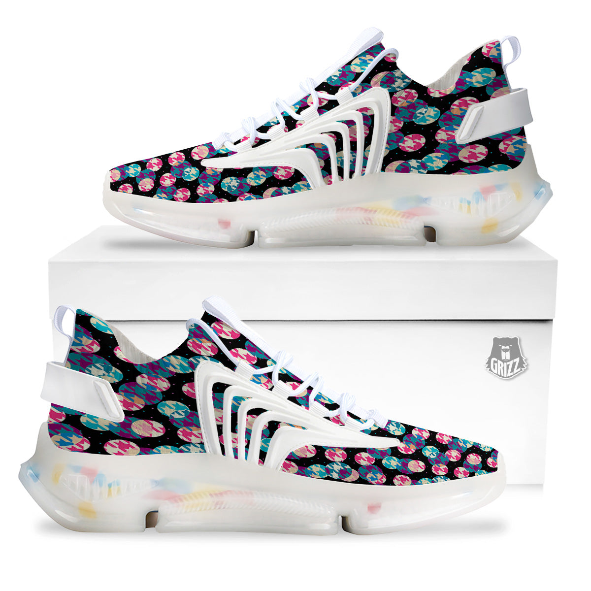 Houndstooth And Classic Polka Dot Print Pattern White Gym Shoes-grizzshop