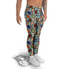 Houndstooth And Paisley Print Pattern Men's Leggings-grizzshop