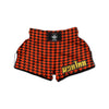 Houndstooth Black And Orange Print Muay Thai Boxing Shorts-grizzshop