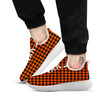 Houndstooth Black And Orange Print White Athletic Shoes-grizzshop