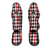 Houndstooth Black And Red Print Pattern Muay Thai Shin Guards-grizzshop