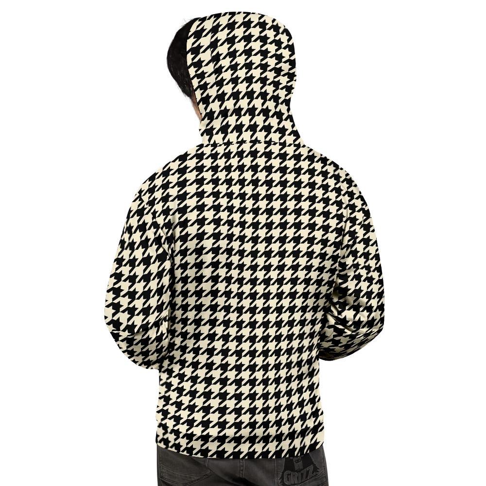 Houndstooth Black And Tan Print Pattern Men's Hoodie-grizzshop