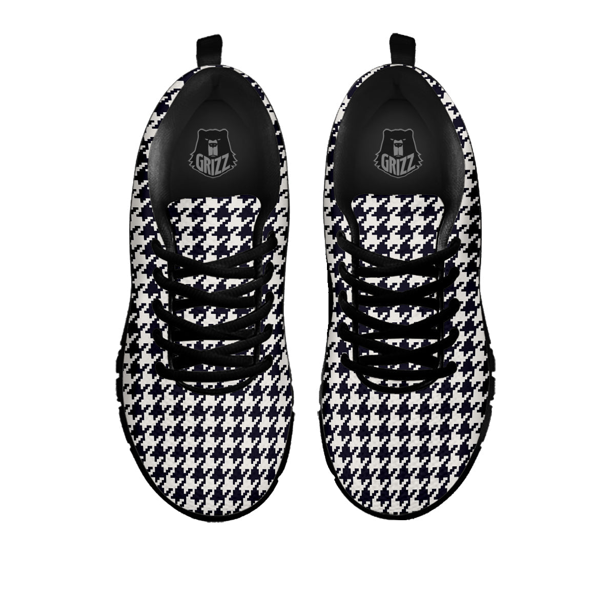 Houndstooth Black Pixel Print Pattern Black Sneaker-grizzshop