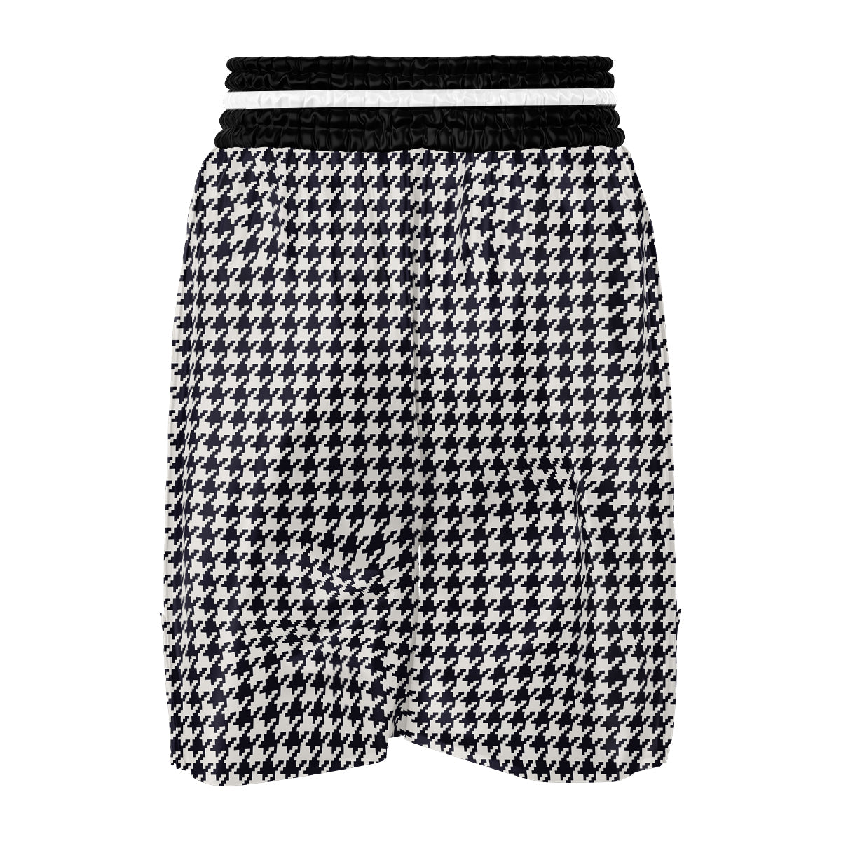 Houndstooth Black Pixel Print Pattern Boxing Shorts-grizzshop