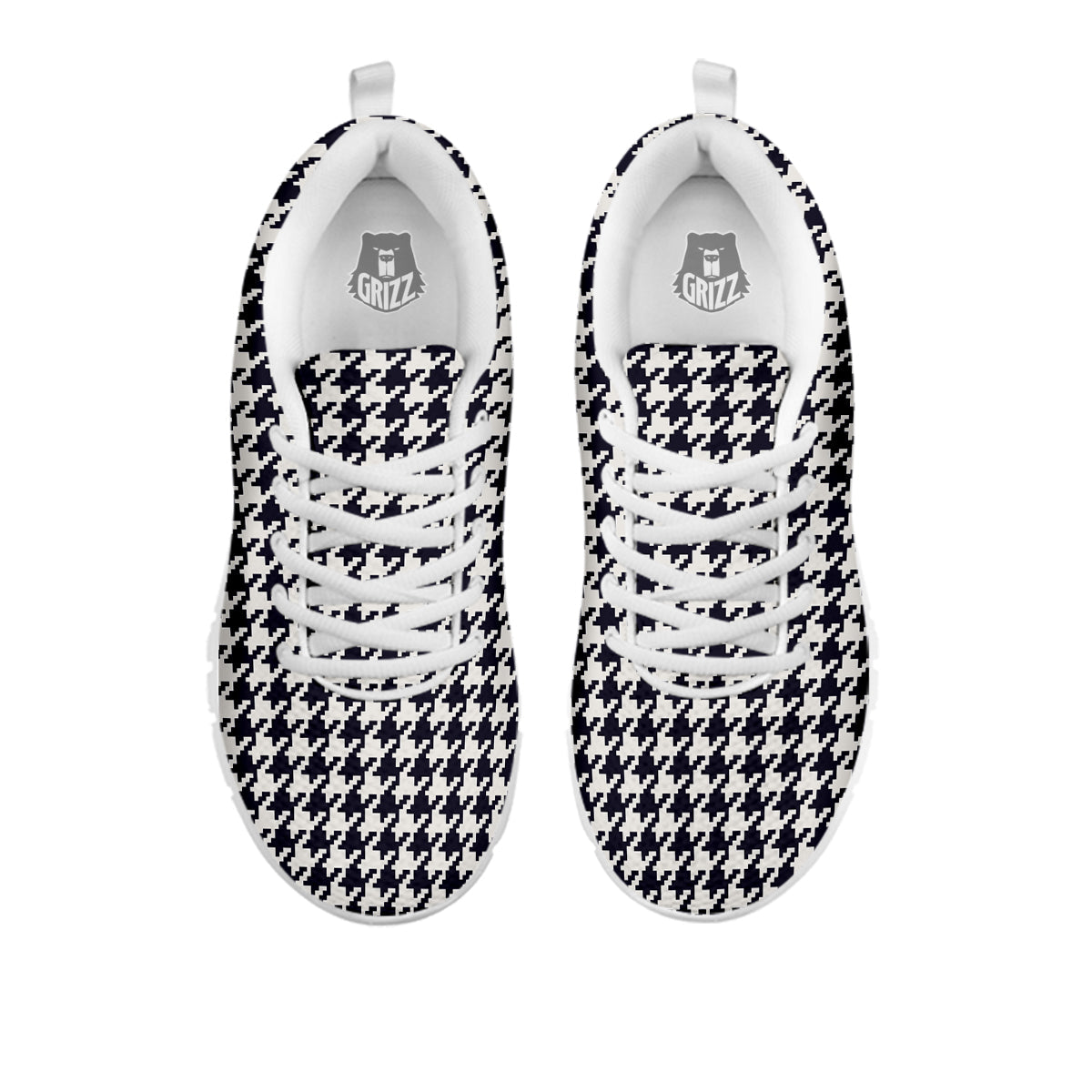 Houndstooth Black Pixel Print Pattern White Sneaker-grizzshop