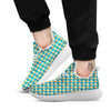 Houndstooth Blue And Orange Print White Athletic Shoes-grizzshop