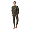 Houndstooth Camouflage Green Print Pattern Men's Pajamas-grizzshop