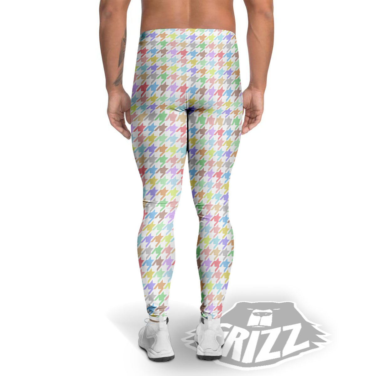 Houndstooth Colorful Print Men's Leggings-grizzshop