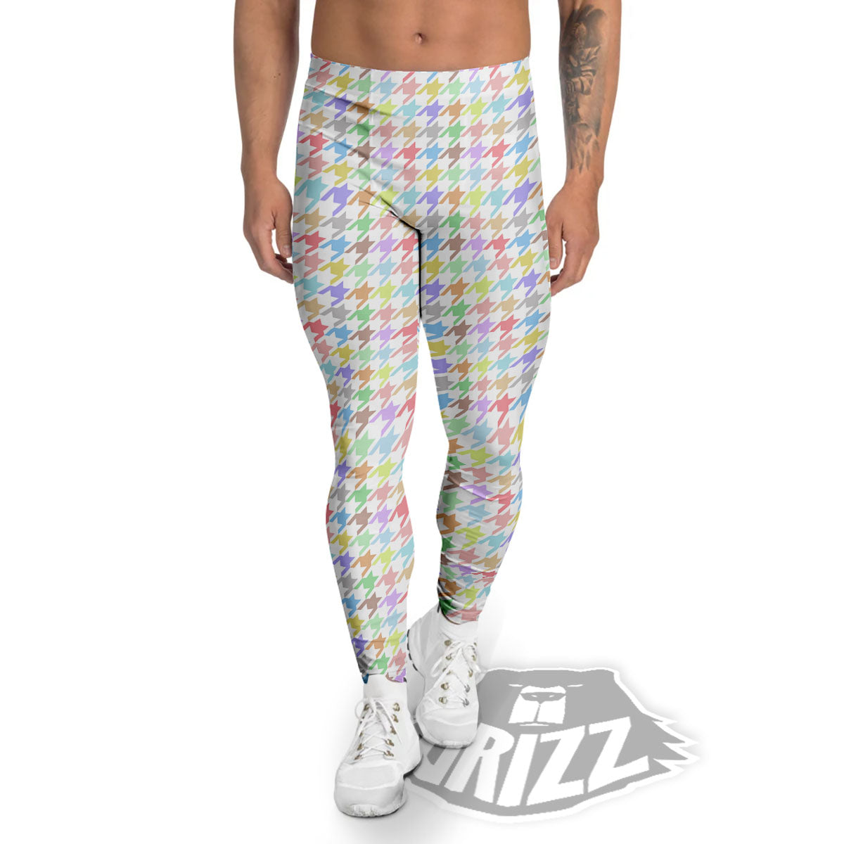 Houndstooth Colorful Print Men's Leggings-grizzshop