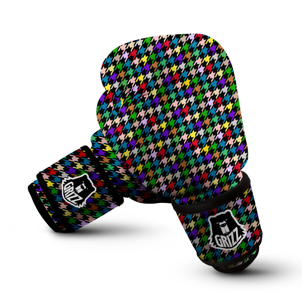 Houndstooth Colorful Print Pattern Boxing Gloves-grizzshop