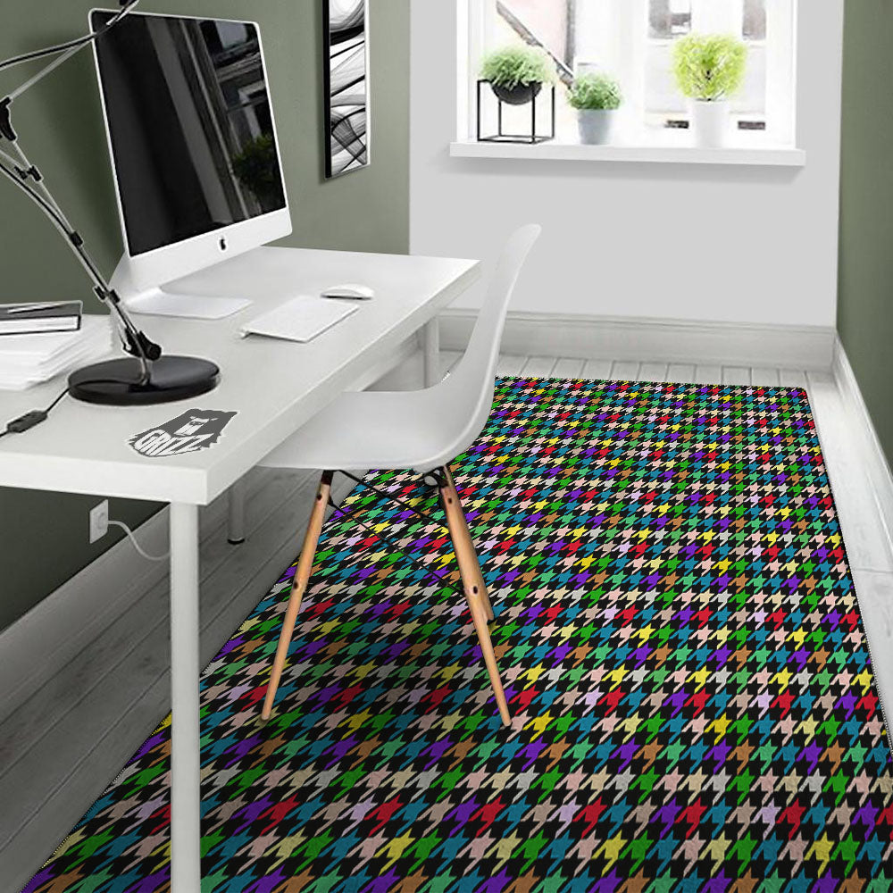 Houndstooth Colorful Print Pattern Floor Mat-grizzshop