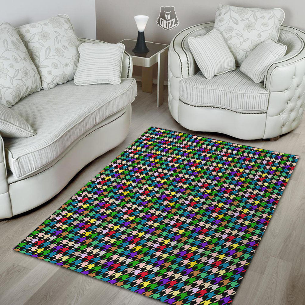 Houndstooth Colorful Print Pattern Floor Mat-grizzshop
