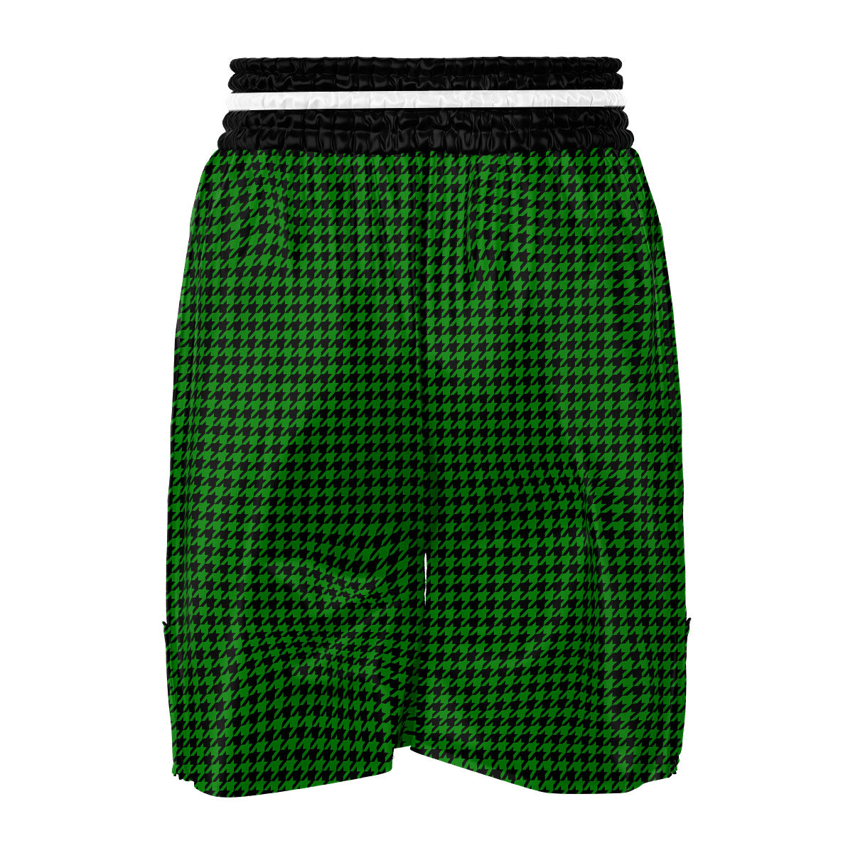 Houndstooth Deep Green Print Pattern Boxing Shorts-grizzshop