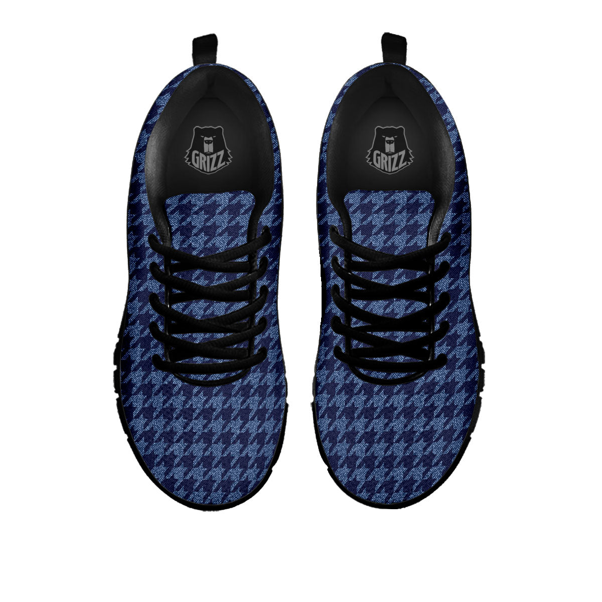 Houndstooth Denim Print Pattern Black Sneaker-grizzshop