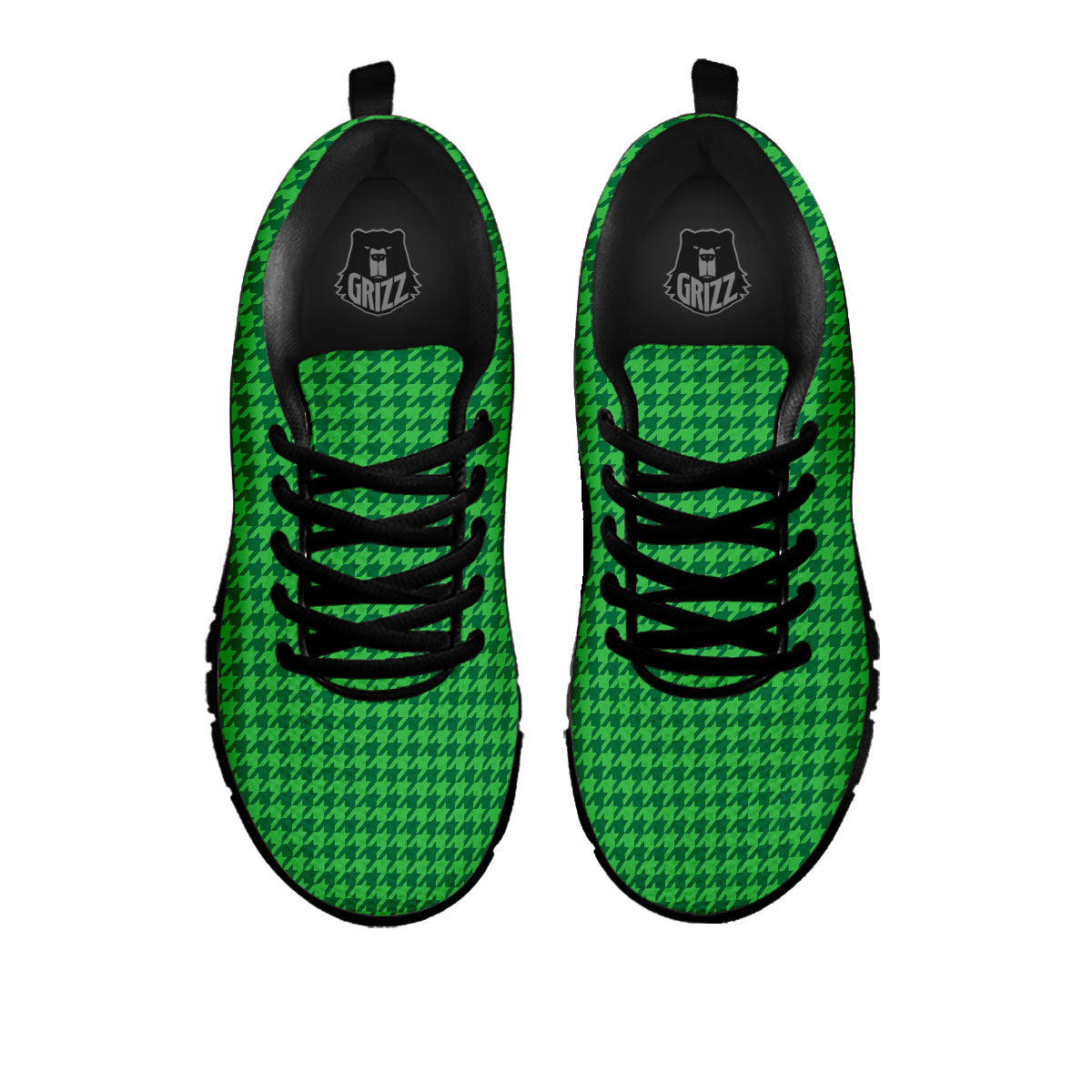 Houndstooth Green Print Pattern Black Sneaker-grizzshop