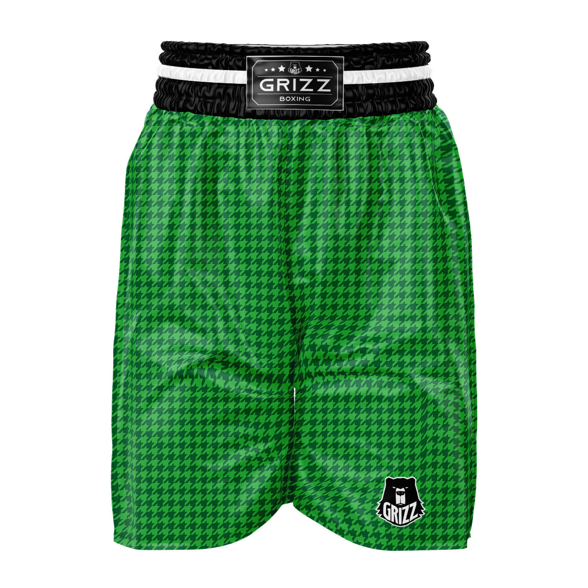Houndstooth Green Print Pattern Boxing Shorts-grizzshop