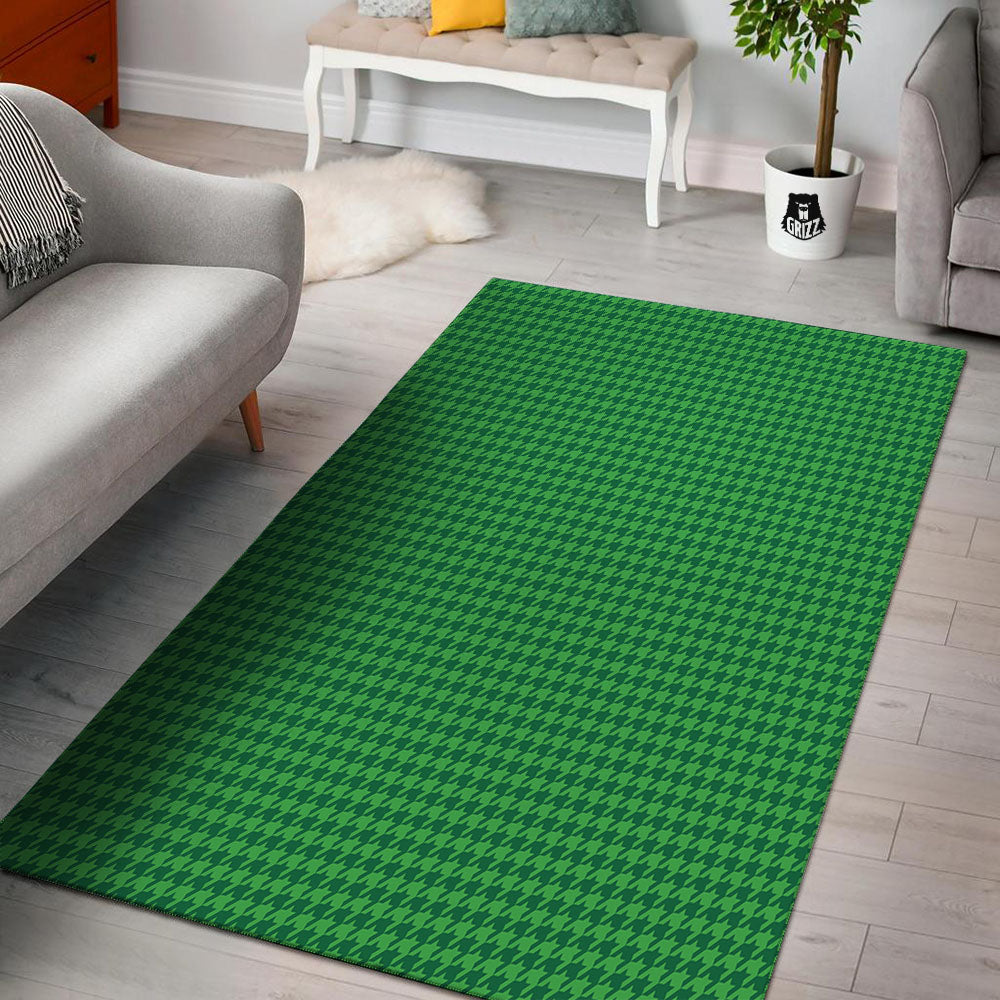 Houndstooth Green Print Pattern Floor Mat-grizzshop