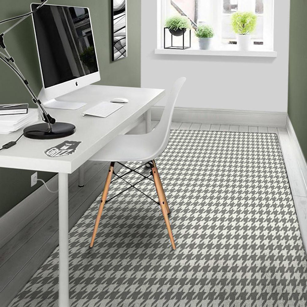 Houndstooth Grey Print Pattern Floor Mat-grizzshop