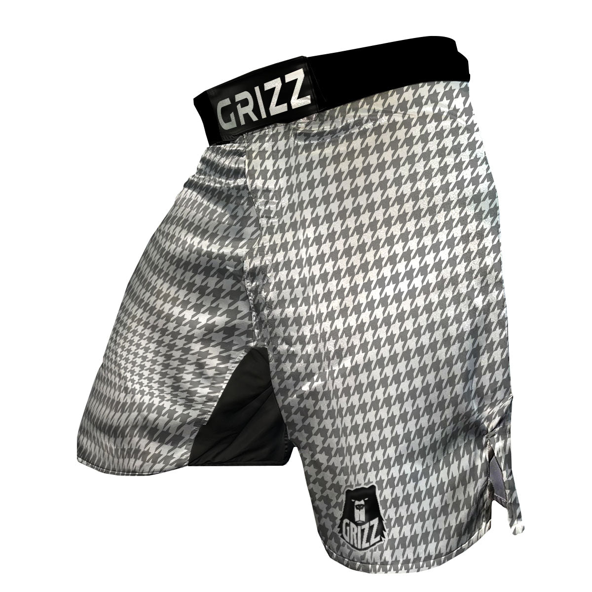 Houndstooth Grey Print Pattern MMA Shorts-grizzshop