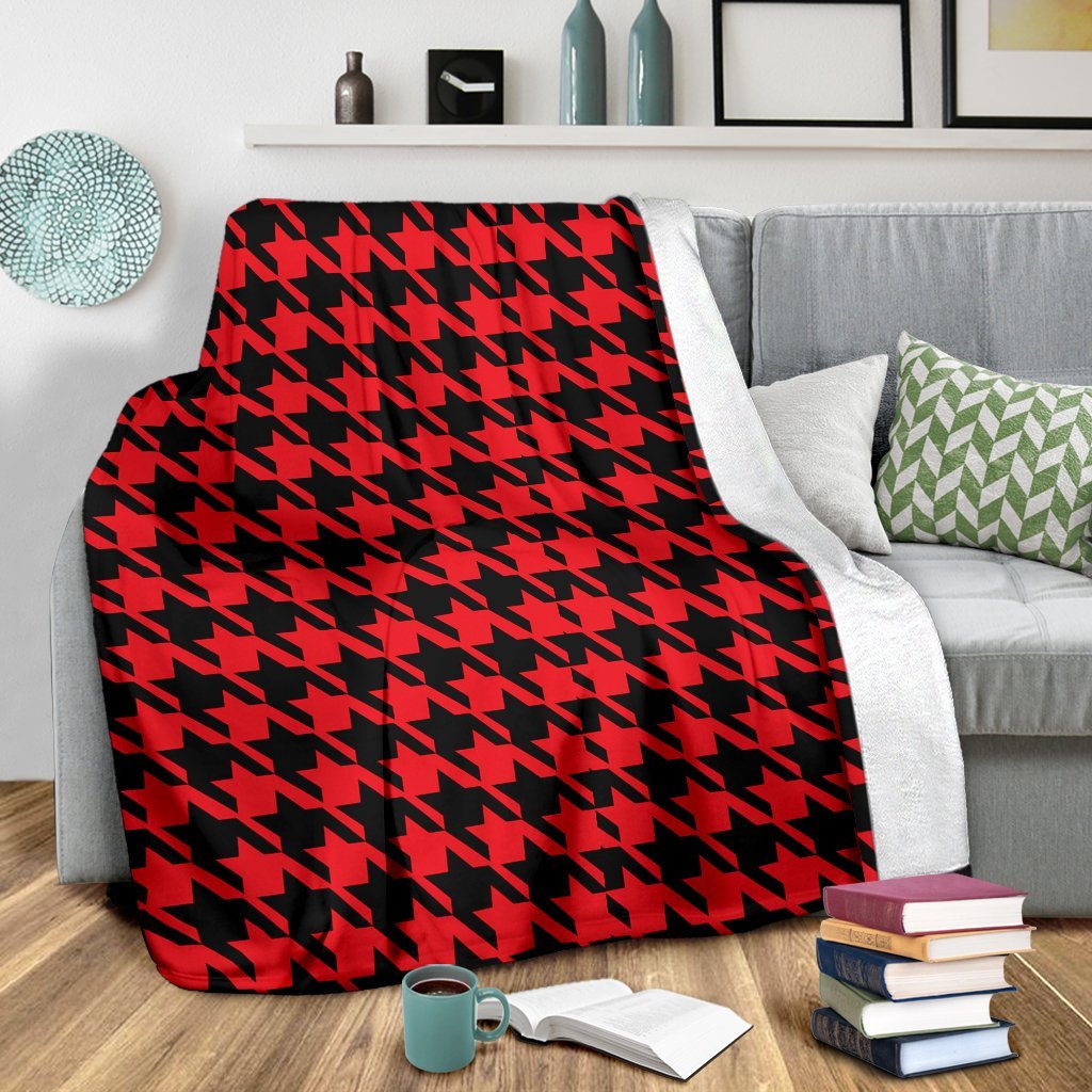 Houndstooth Pattern Print Blanket-grizzshop