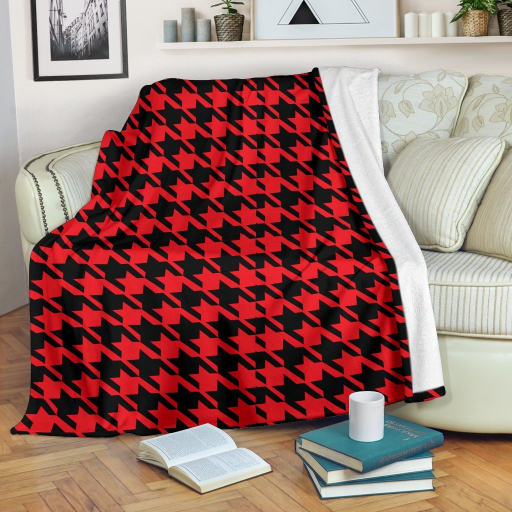 Houndstooth Pattern Print Blanket-grizzshop