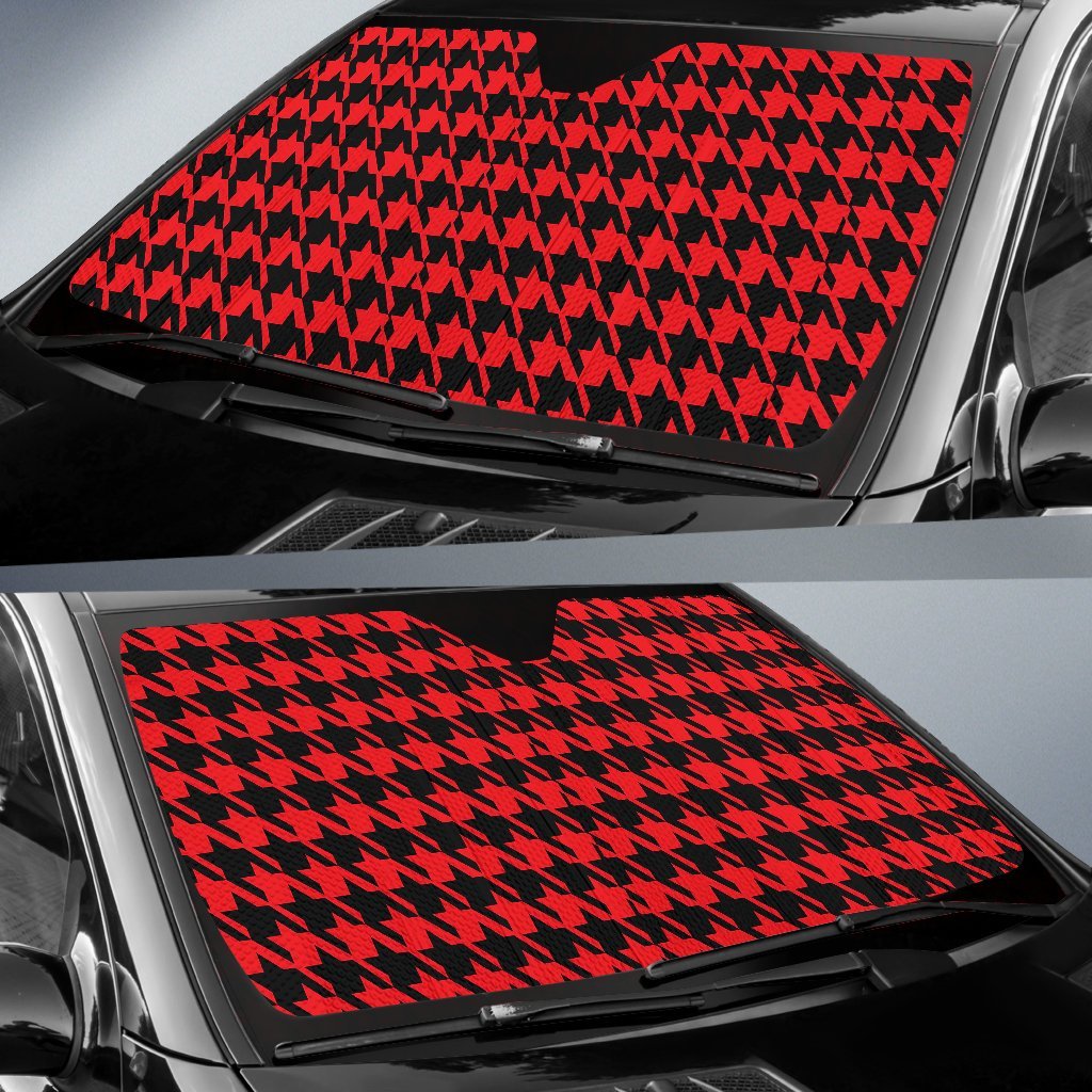 Houndstooth Pattern Print Car Sun Shade-grizzshop