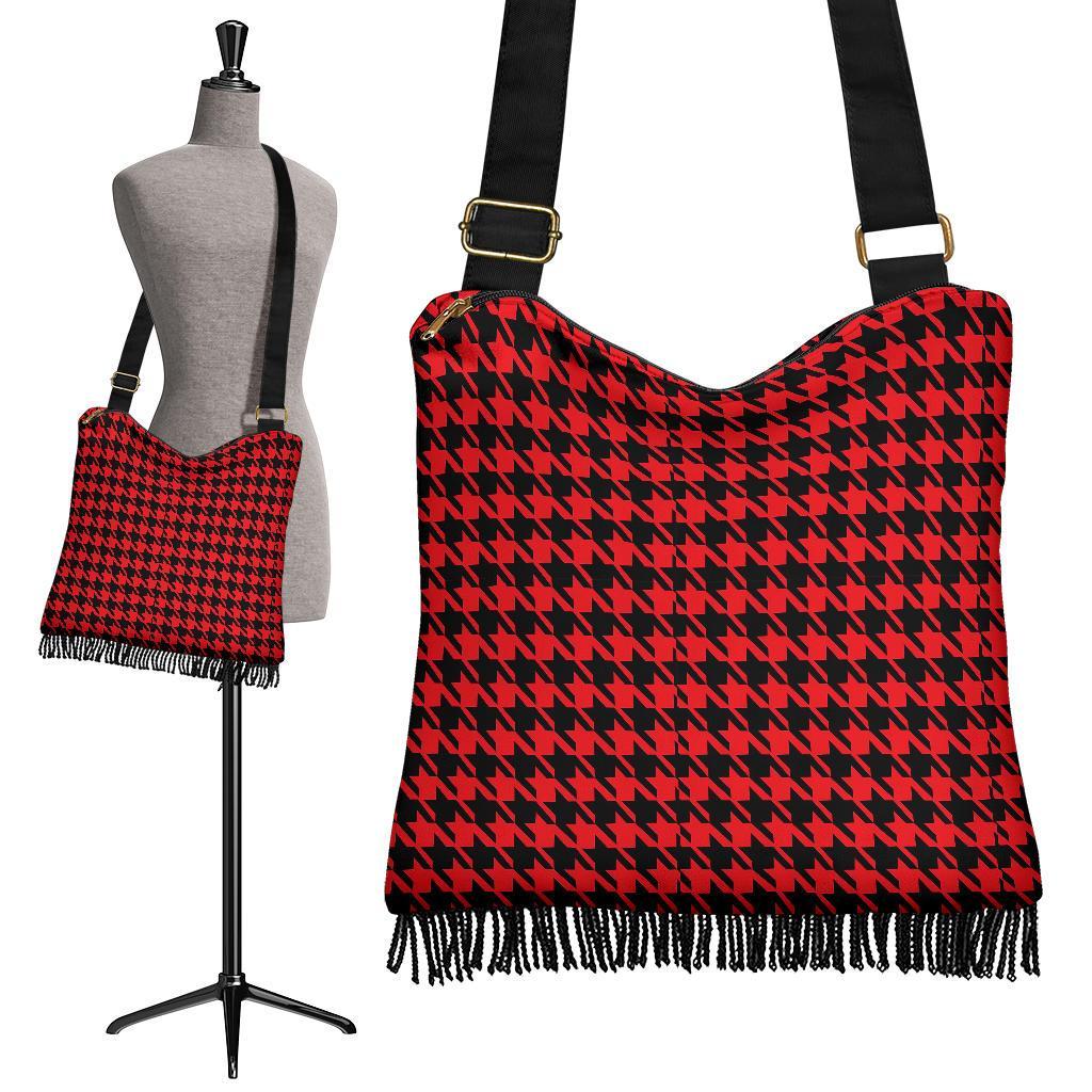 Houndstooth Pattern Print Crossbody Bags-grizzshop