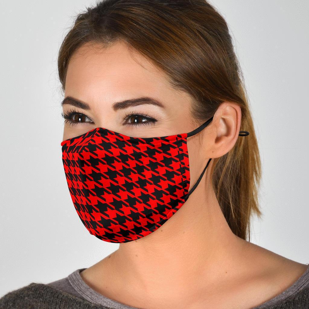 Houndstooth Pattern Print Face Mask-grizzshop