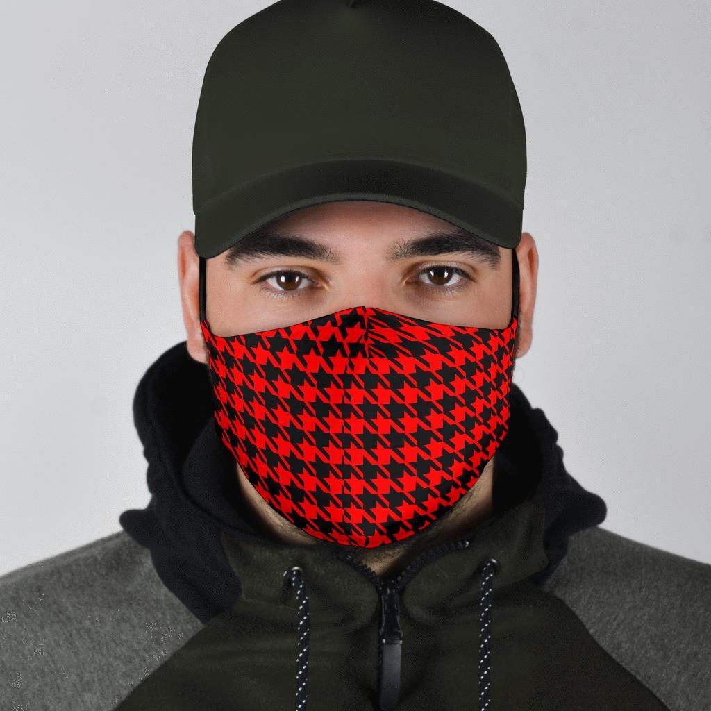 Houndstooth Pattern Print Face Mask-grizzshop