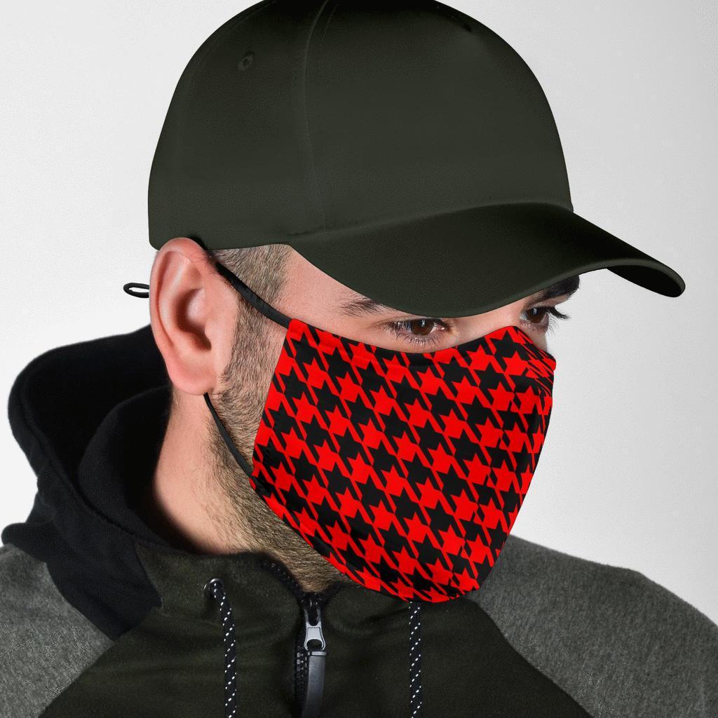 Houndstooth Pattern Print Face Mask-grizzshop