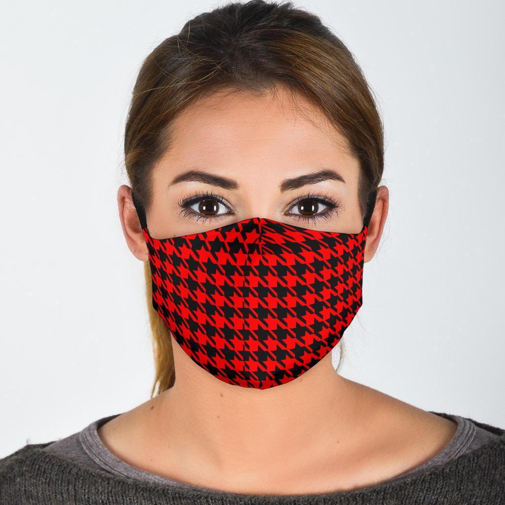 Houndstooth Pattern Print Face Mask-grizzshop