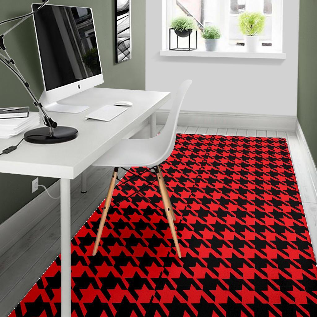 Houndstooth Pattern Print Floor Mat-grizzshop