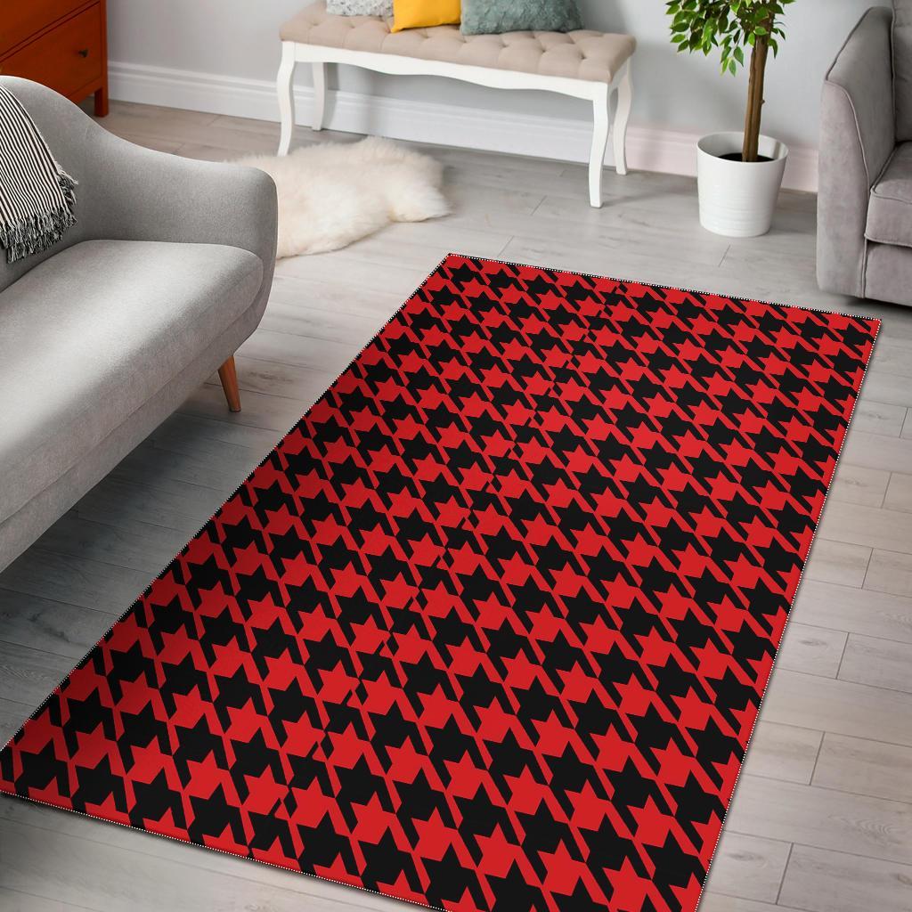 Houndstooth Pattern Print Floor Mat-grizzshop