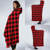 Houndstooth Pattern Print Hooded Blanket-grizzshop