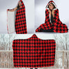 Houndstooth Pattern Print Hooded Blanket-grizzshop