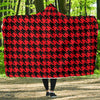 Houndstooth Pattern Print Hooded Blanket-grizzshop