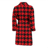 Houndstooth Pattern Print Men Long Robe-grizzshop