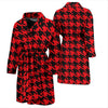 Houndstooth Pattern Print Men Long Robe-grizzshop