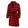 Houndstooth Pattern Print Men Long Robe-grizzshop