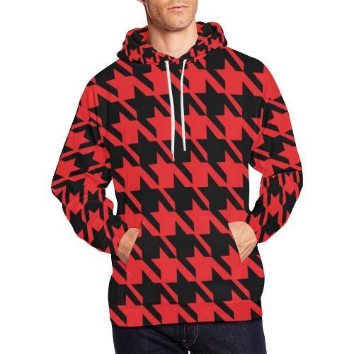 Houndstooth Pattern Print Men Pullover Hoodie-grizzshop