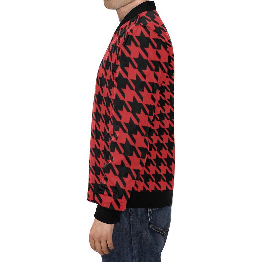 Houndstooth Pattern Print Men's Bomber Jacket-grizzshop