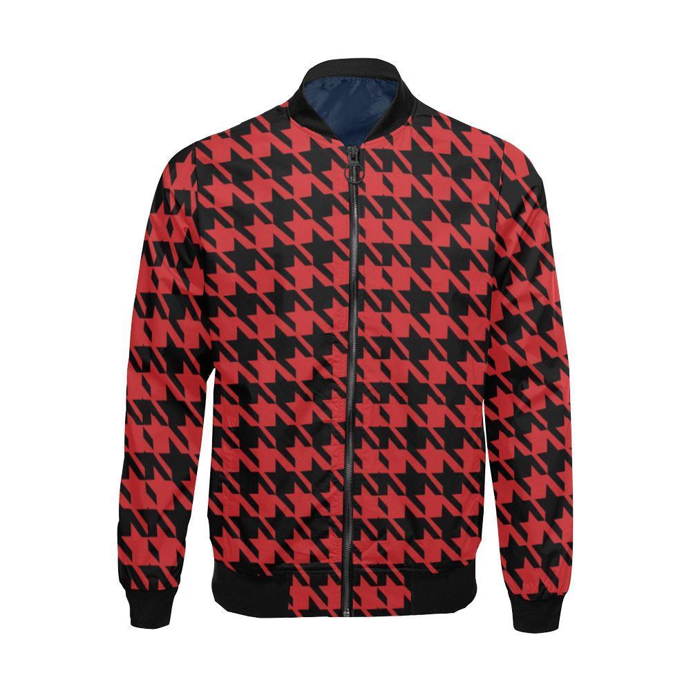 Houndstooth Pattern Print Men's Bomber Jacket-grizzshop