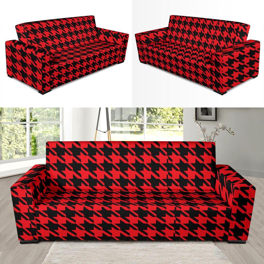 Houndstooth Pattern Print Sofa Covers-grizzshop