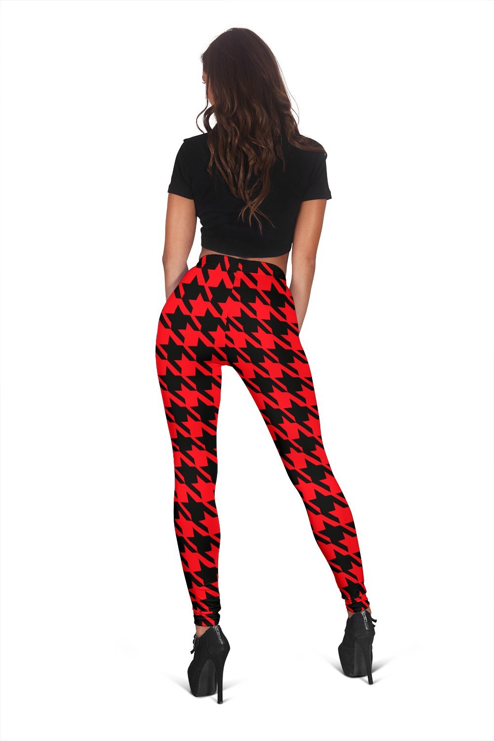 Houndstooth Pattern Print Women Leggings-grizzshop