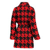 Houndstooth Pattern Print Women Long Robe-grizzshop